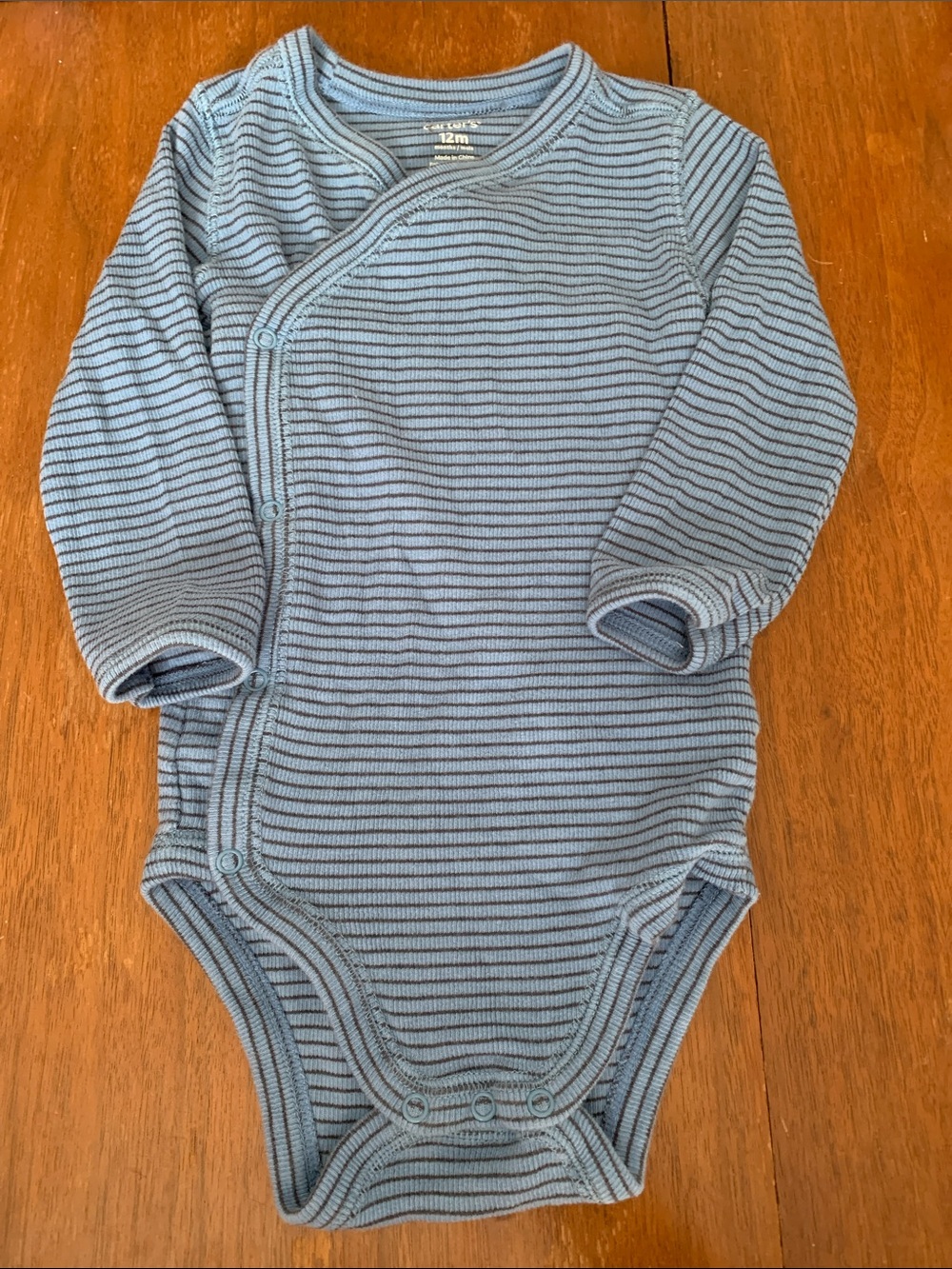 🍓3/$10 Carter's Blue and Navy Striped Wrap-Front Long-Sleeve One-Piece